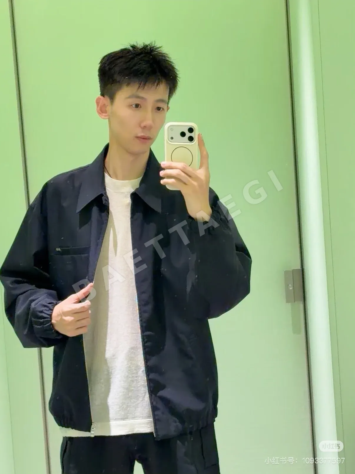프라다 여성 네이비 울 재킷 반팔 상세 이미지 7