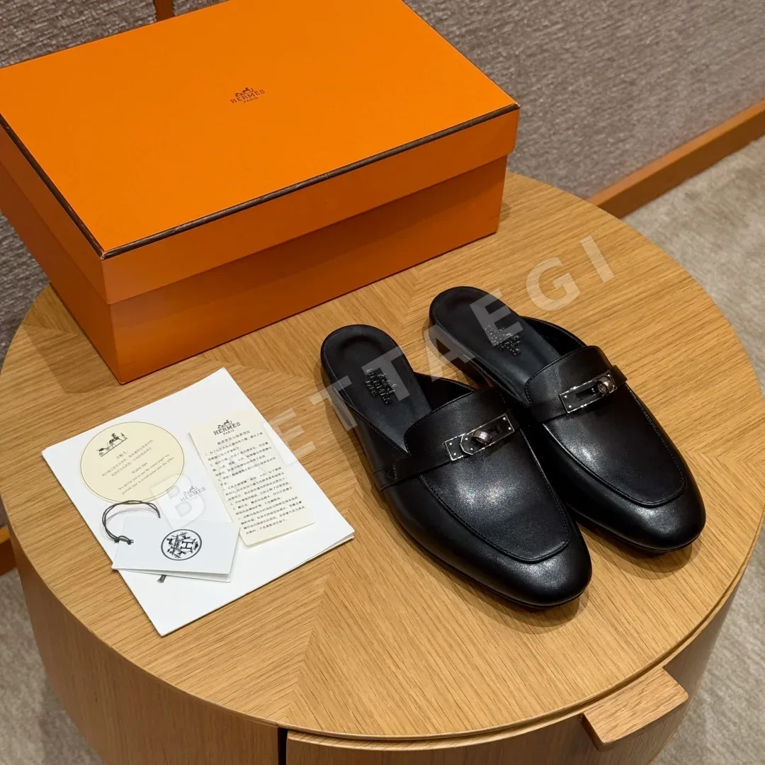 에르메스 샌들 검정 가죽 163730