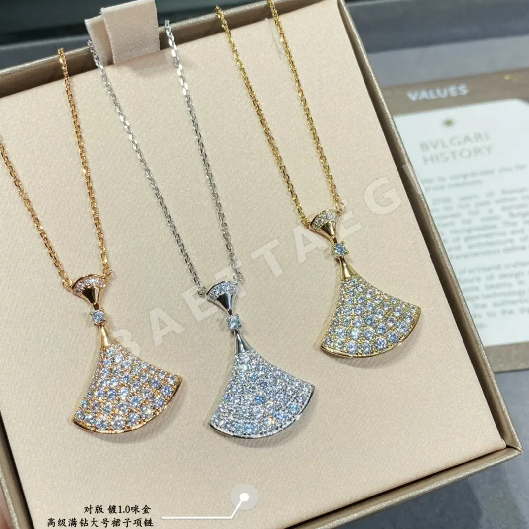 불가리 골드 도금 다이아몬드 팬 목걸이 64619