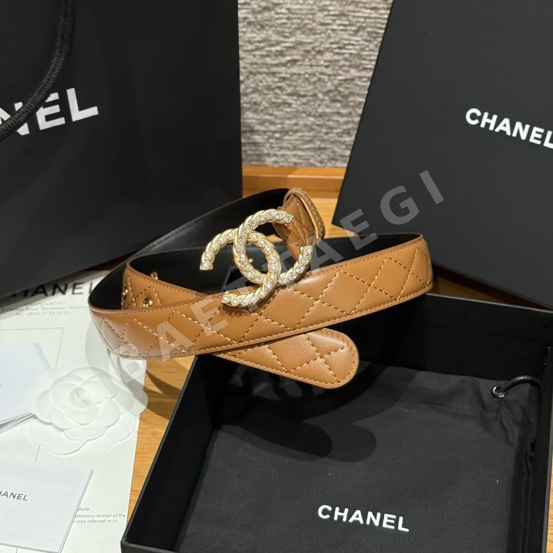 샤넬 다이아몬드 패턴 램스킨 더블 C 벨트 상세 이미지 2