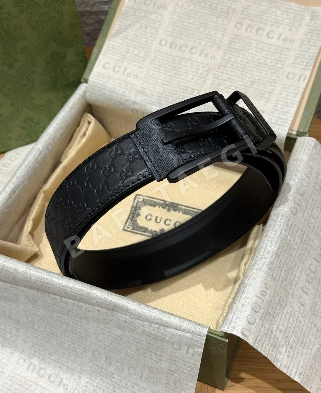 구찌 Supreme 캔버스 GG 로고 가죽 벨트 상세 이미지 2