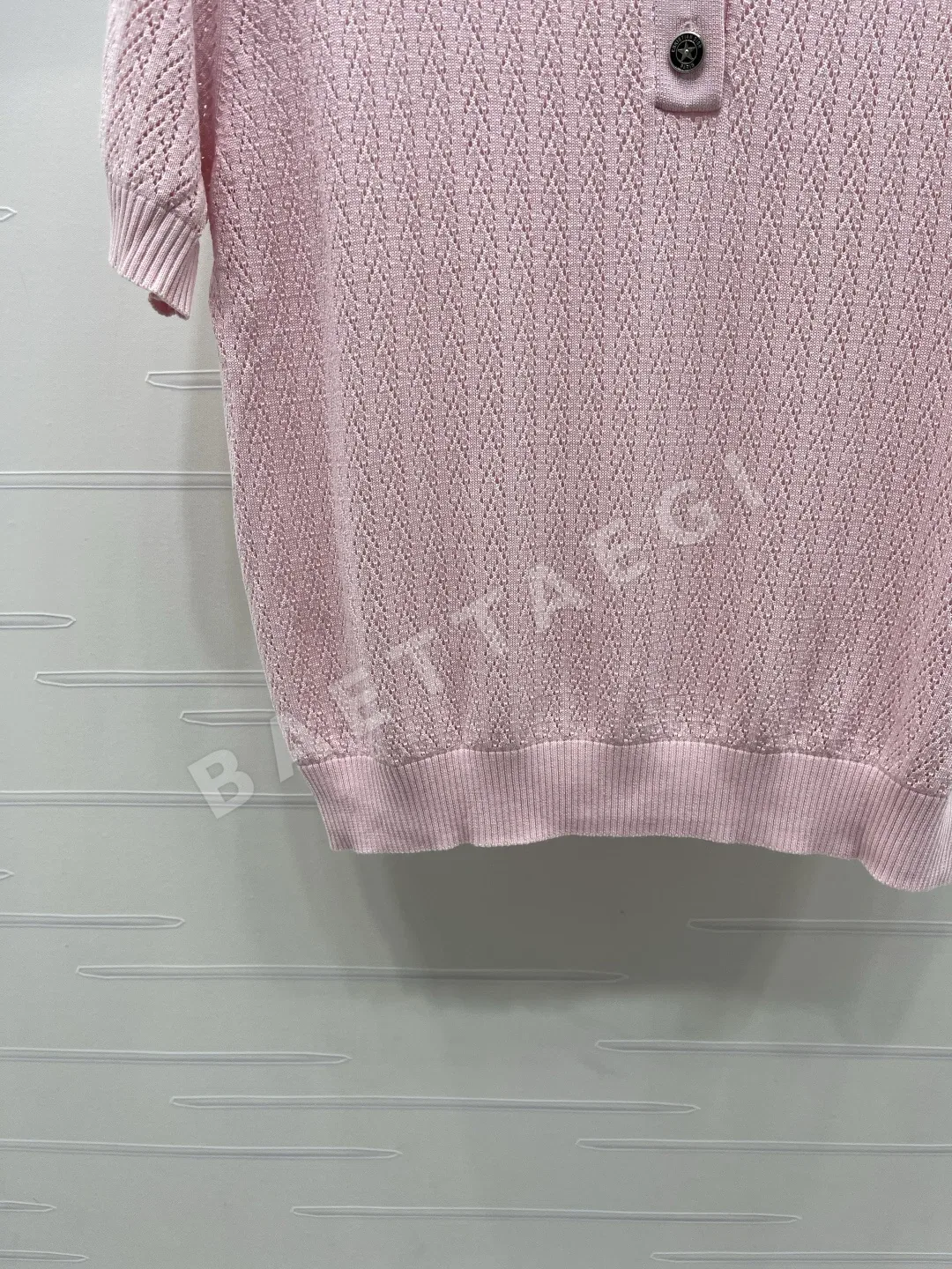 디올 시스루 니트 카라 반팔 탑 상세 이미지 5