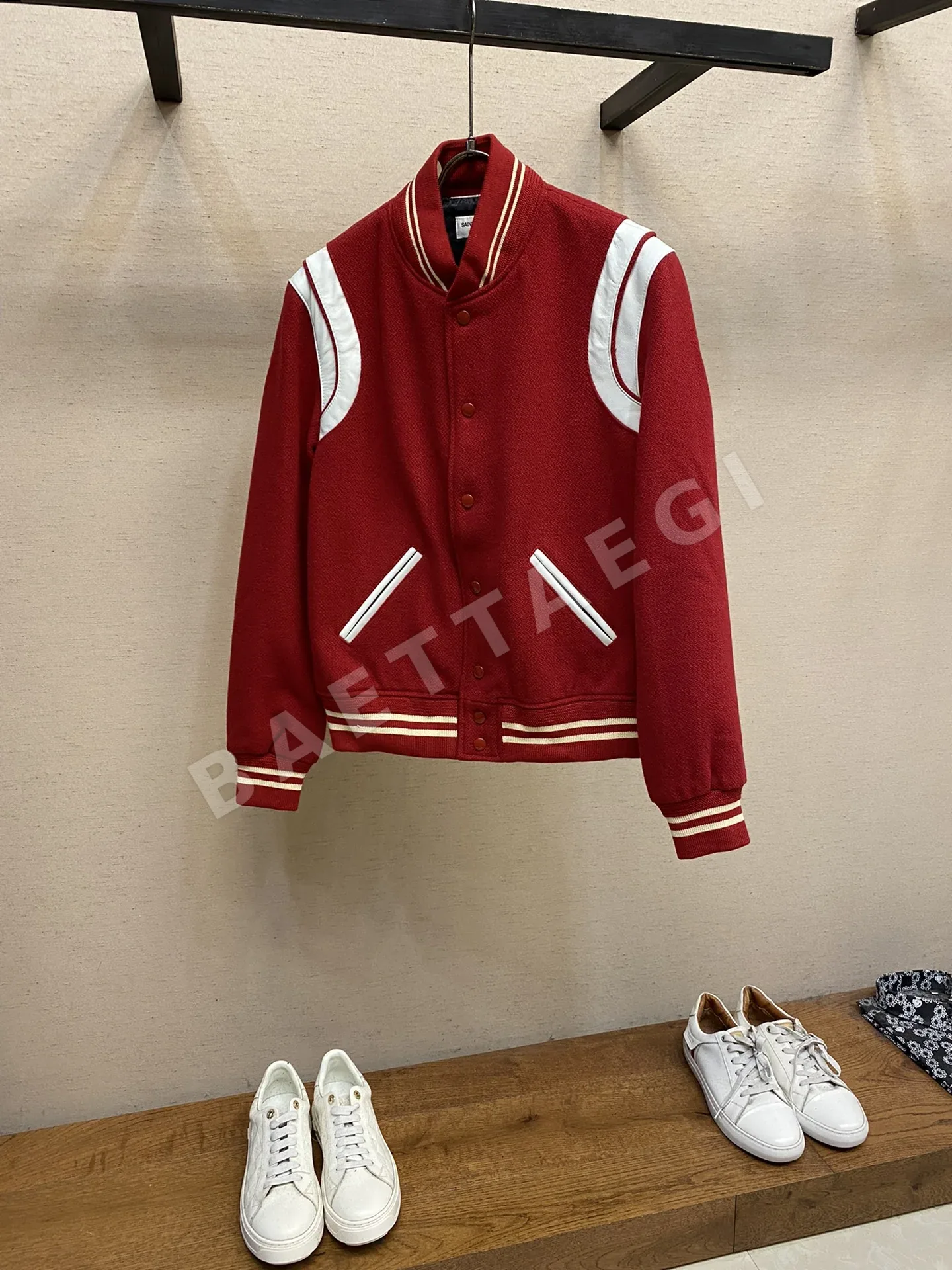 생로랑 울 패치워크 야구 자켓 207584
