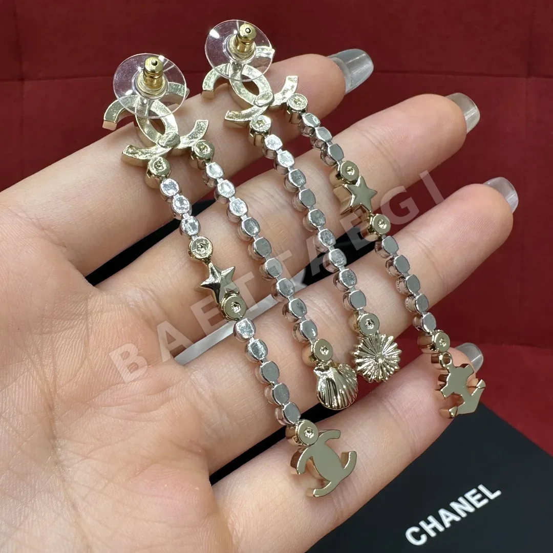 샤넬 더블 C 오션 라인스톤 태슬 귀걸이 상세 이미지 4