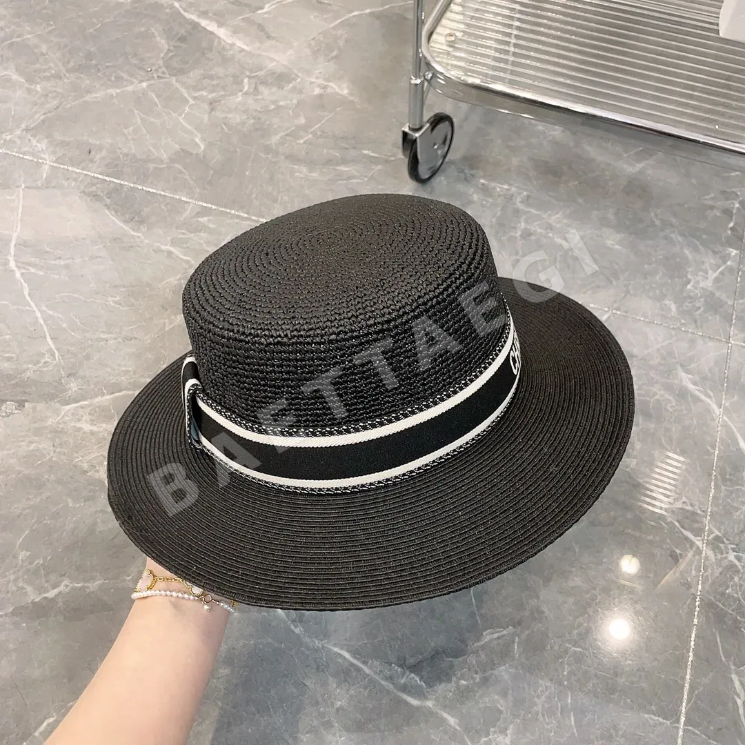 디올 레터 로고 웨빙 밀짚 모자 상세 이미지 7