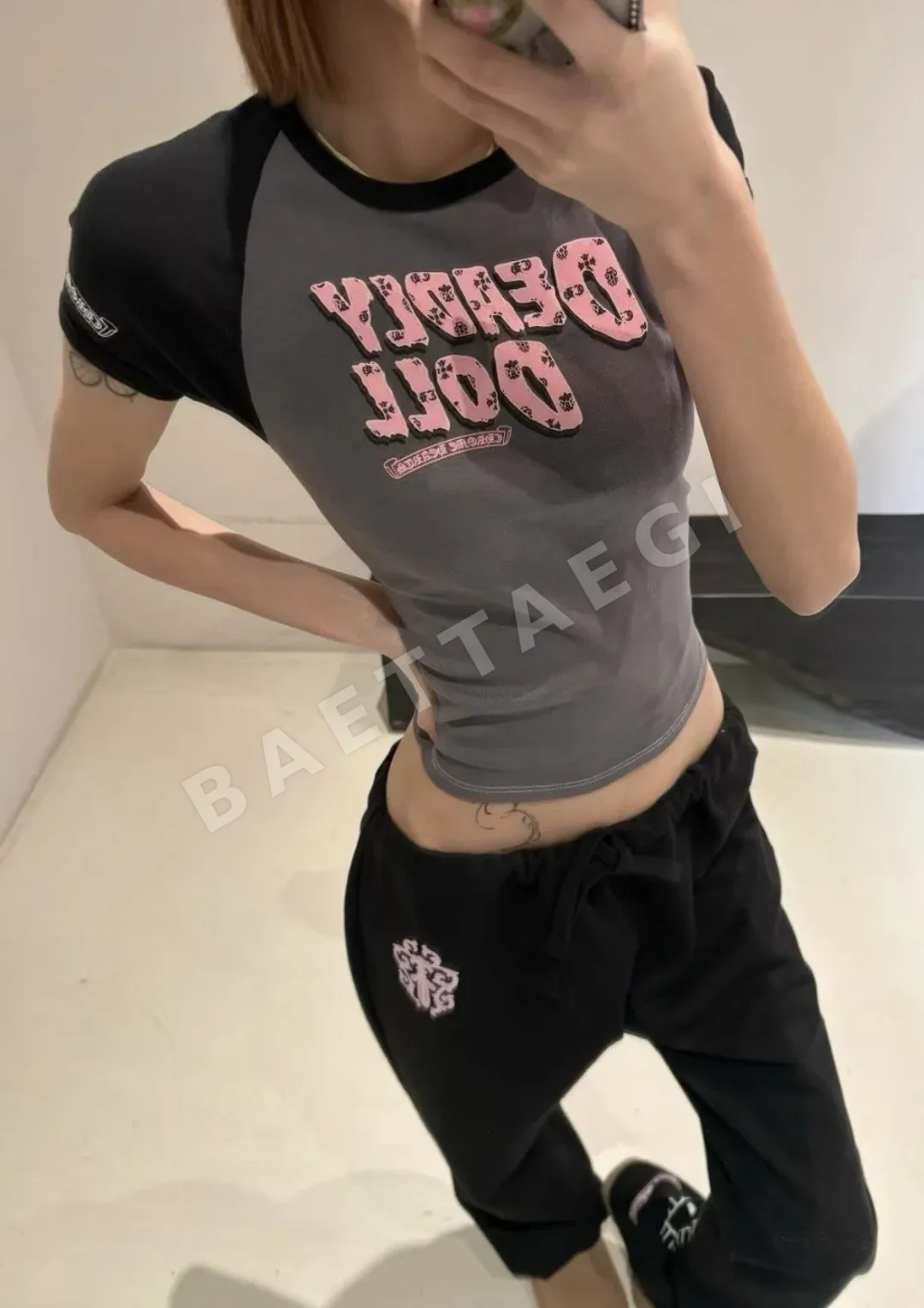 크롬하츠 컬러블록 여성 반팔 티셔츠 상세 이미지 8