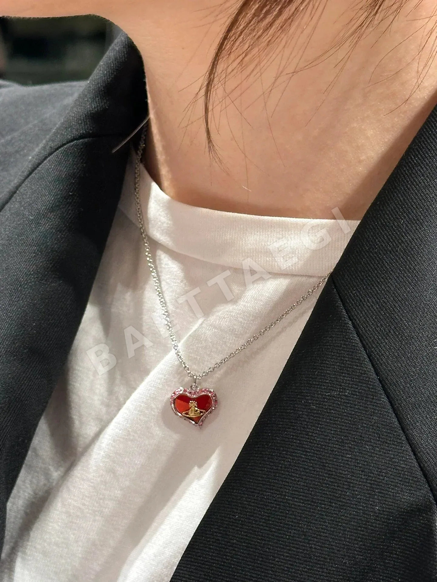 비비안웨스트우드 새턴 하트 스와로브스키 진주 목걸이 상세 이미지 3