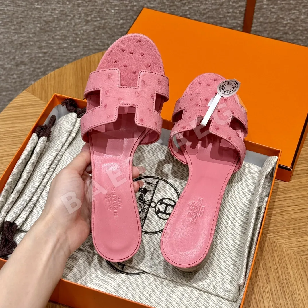에르메스 오아시스 샌들 버블검 타조가죽 하이힐 상세 이미지 5