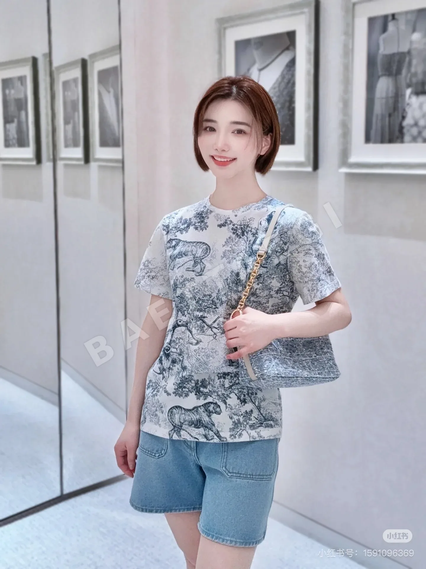 디올 소바주 프린트 코튼 린넨 반팔 티셔츠 상세 이미지 9