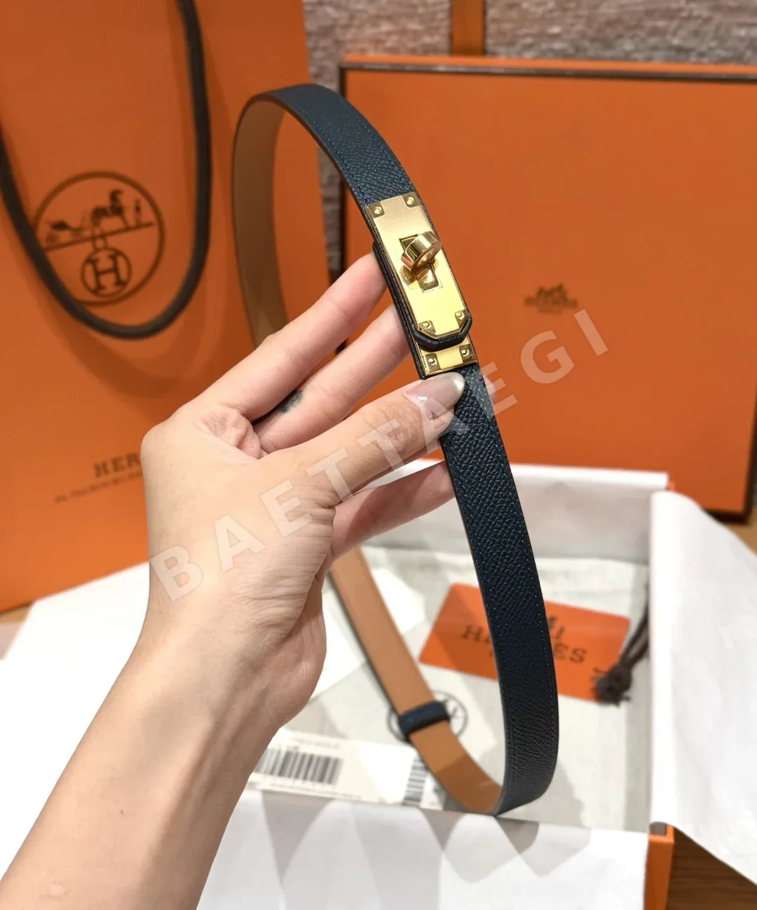 에르메스 켈리 팔라듐 버클 가죽 벨트 상세 이미지 5