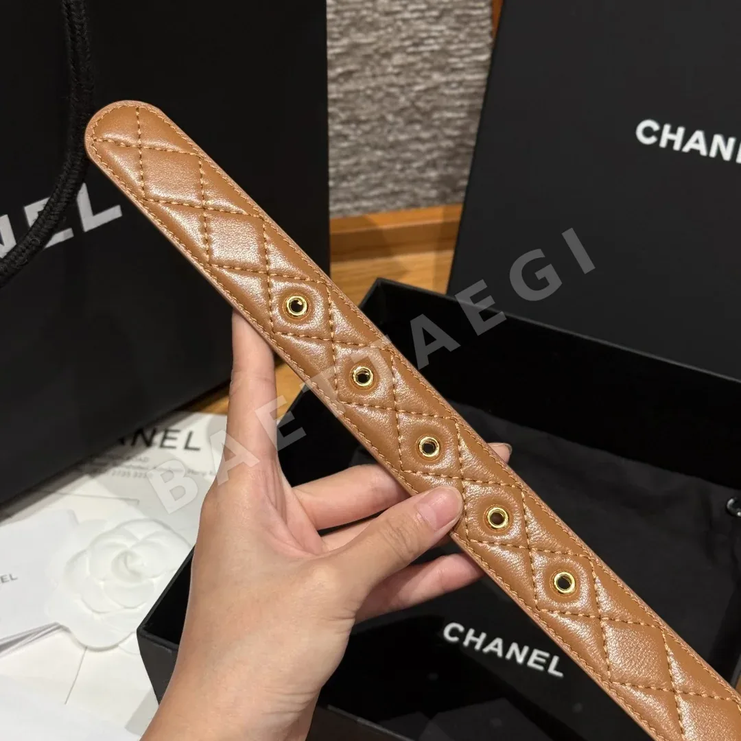샤넬 더블 C 메탈 로고 램스킨 벨트 상세 이미지 7