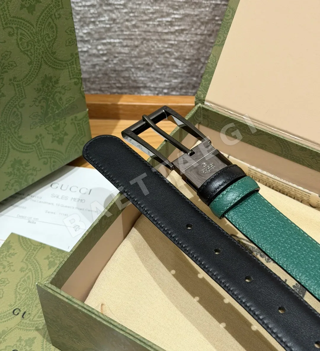 구찌 G 로고 스퀘어 버클 가죽 벨트 상세 이미지 6