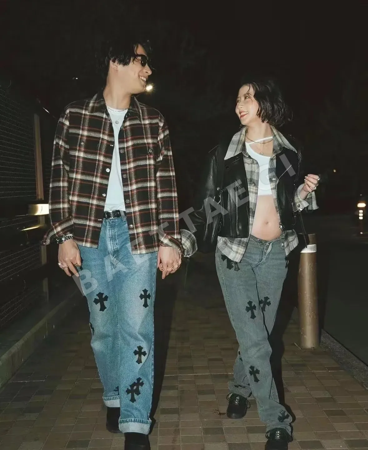 크롬하츠 가죽 워시드 데님 남성 바지 상세 이미지 1