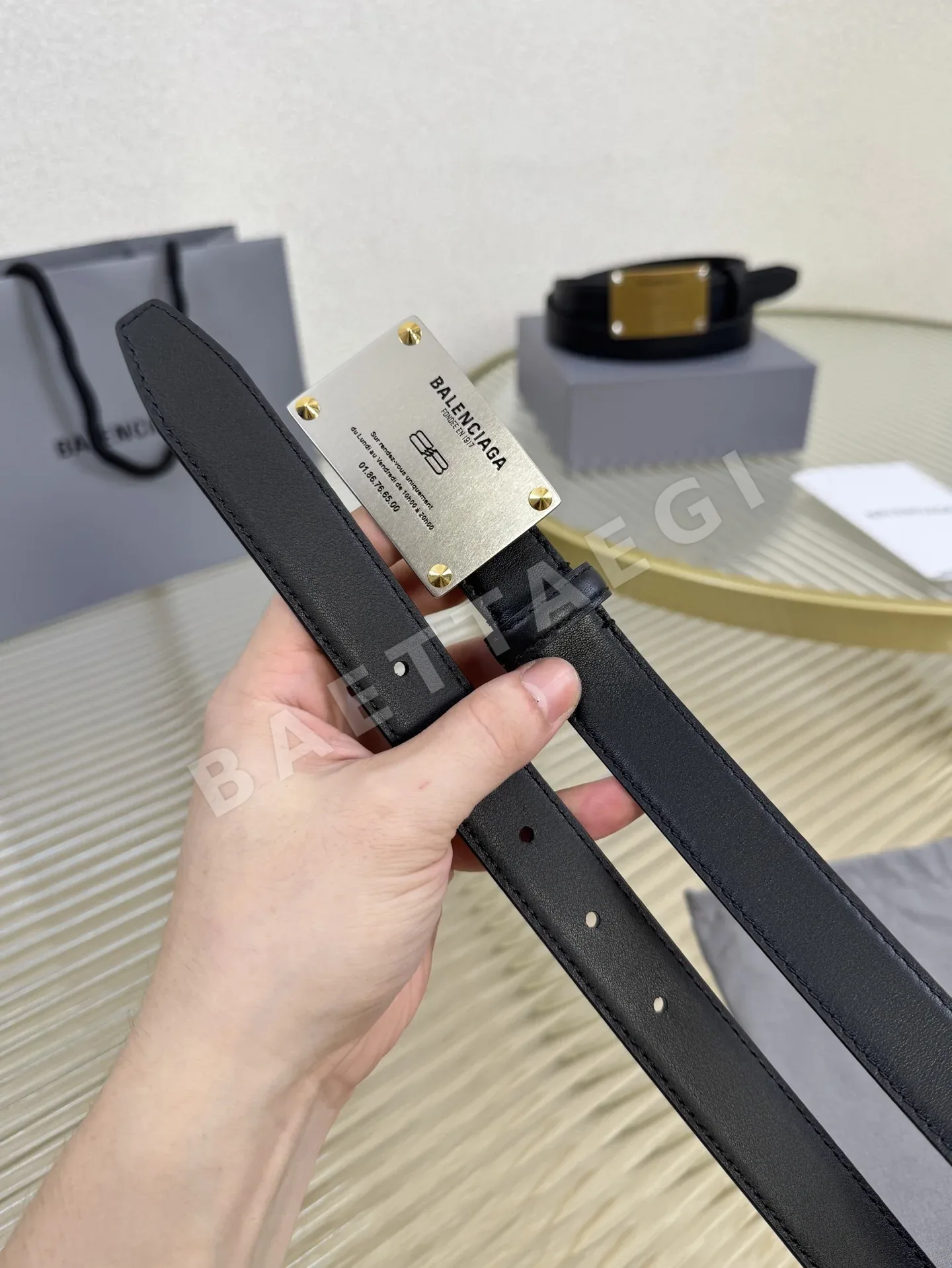 발렌시아가 카프스킨 빈티지 황동 장식 벨트 상세 이미지 5