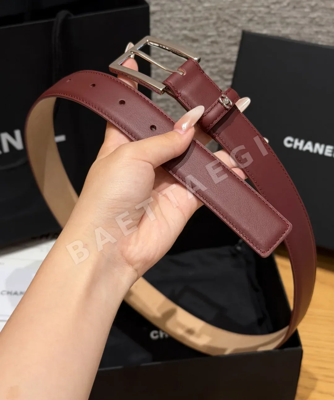 샤넬 레자 스퀘어 버클 벨트 상세 이미지 3