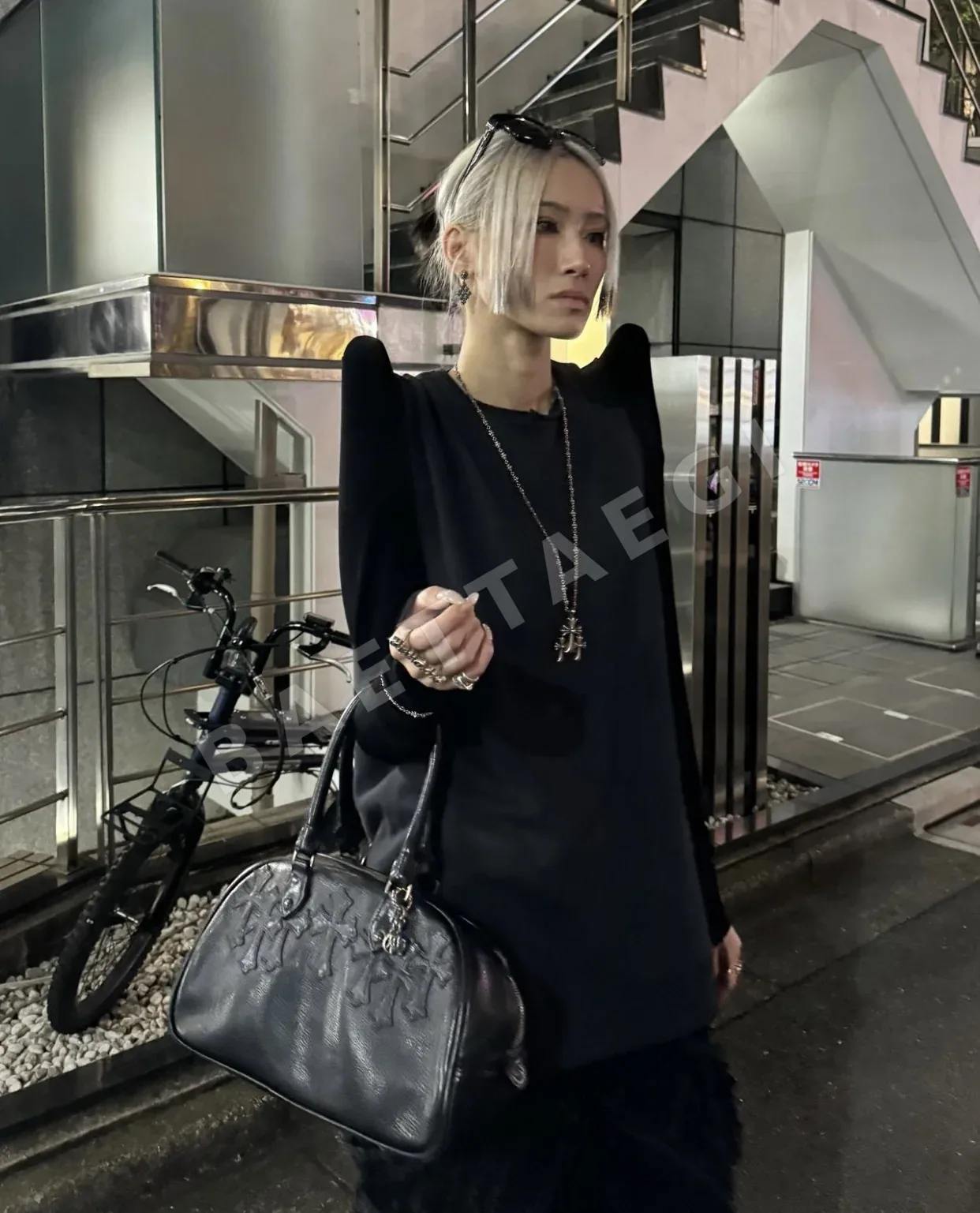 크롬하츠 짐 미디엄 블랙 볼링백 상세 이미지 5