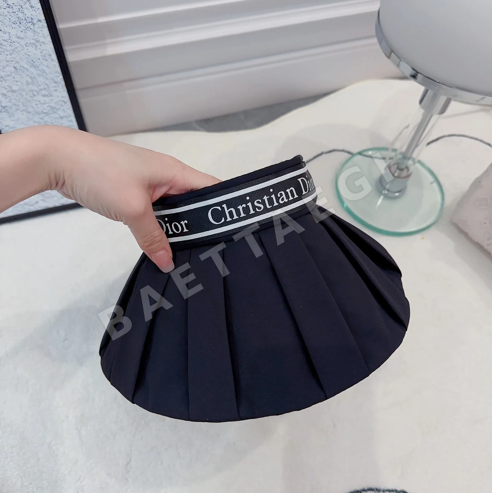 디올 플리츠 밀짚 썸머 바이저 모자 상세 이미지 5