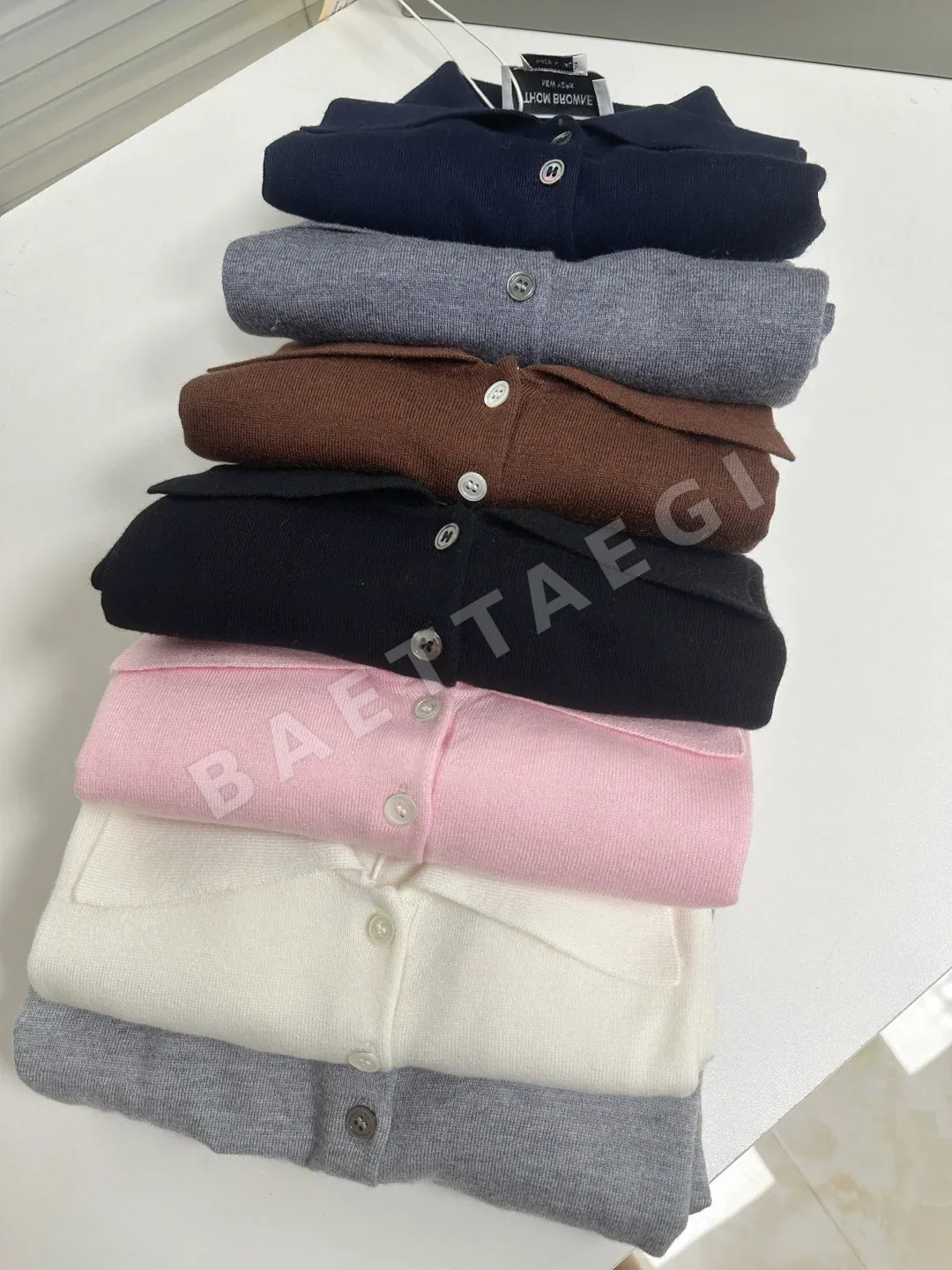톰브라운 여성 파인 울 반팔 폴로셔츠 상세 이미지 8
