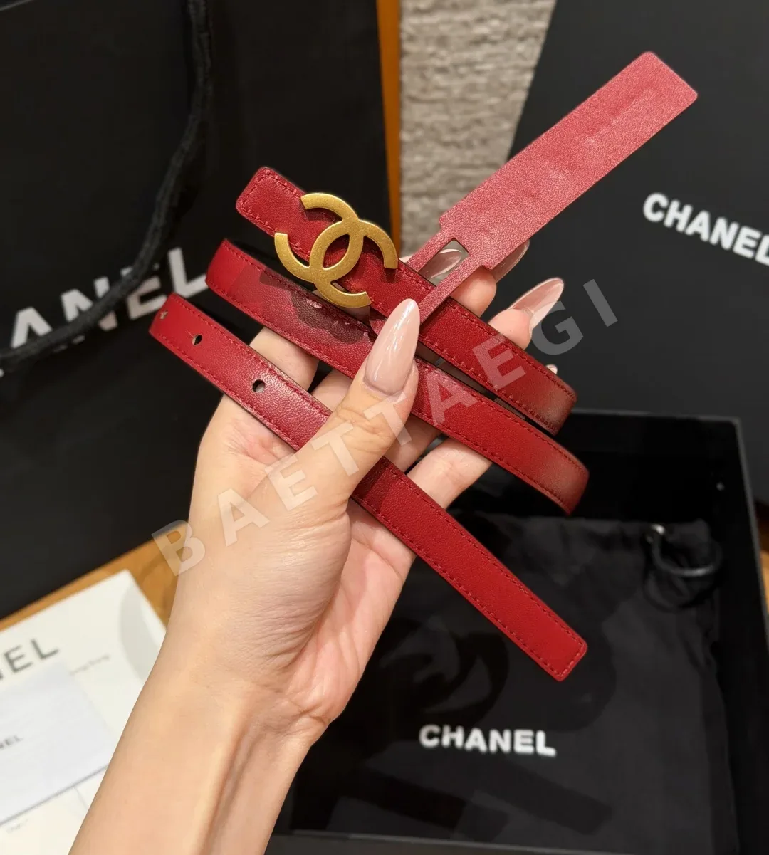 샤넬 가죽 더블 C 로고 벨트 상세 이미지 3