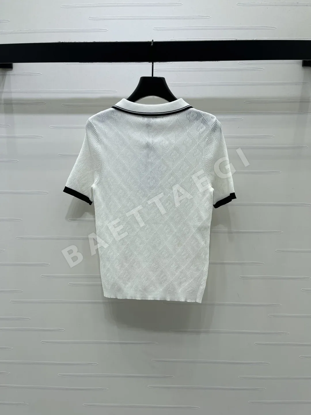 샤넬 다이아몬드 패턴 카라 니트 반팔 탑 상세 이미지 8