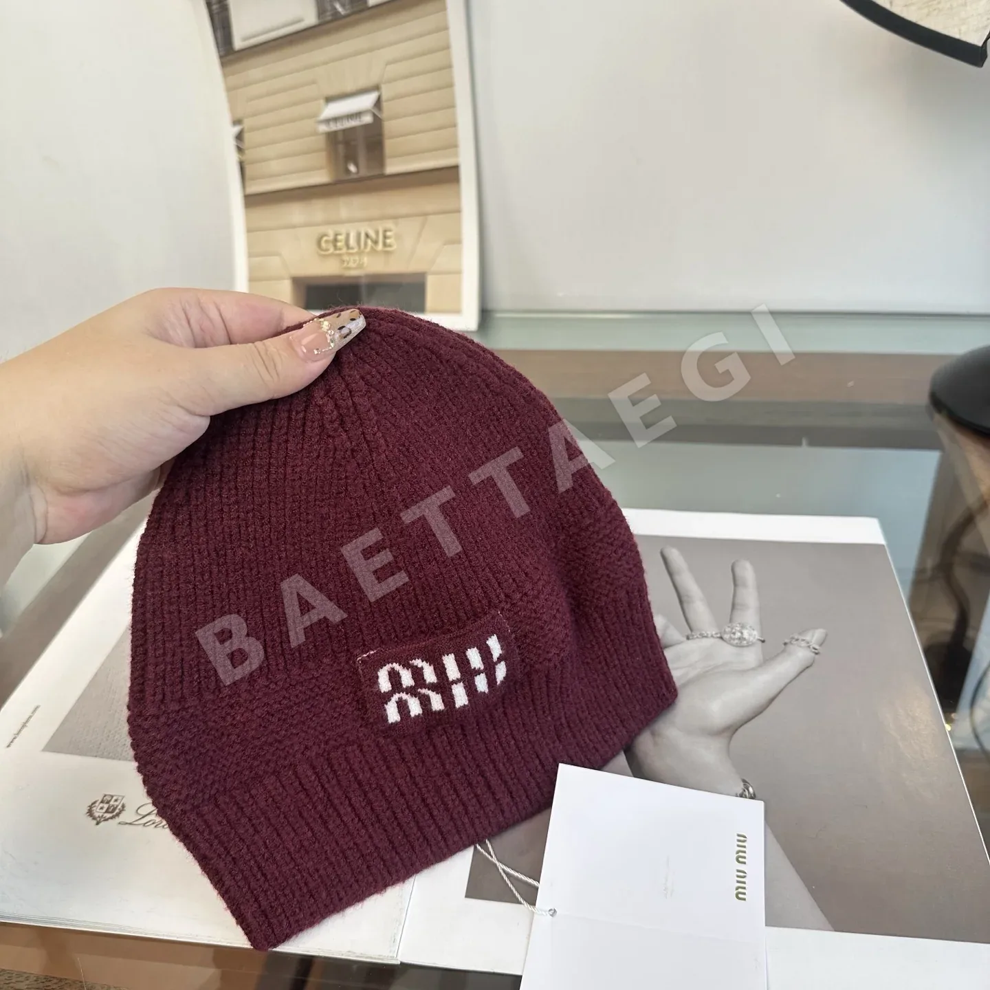 미우미우 니트 비니 모자 상세 이미지 5
