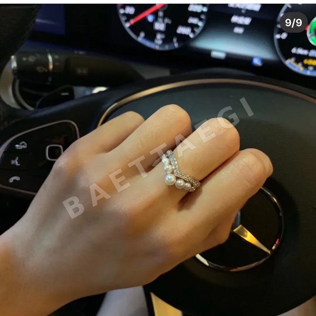 쇼메 아쿠아마린 다이아몬드 진주 반지 상세 이미지 2