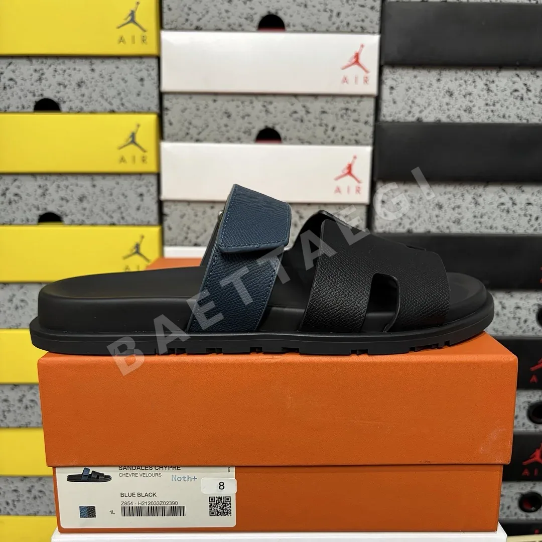 에르메스 [YX] 블랙 블루 205752 Hermes Chypre Sandal /
