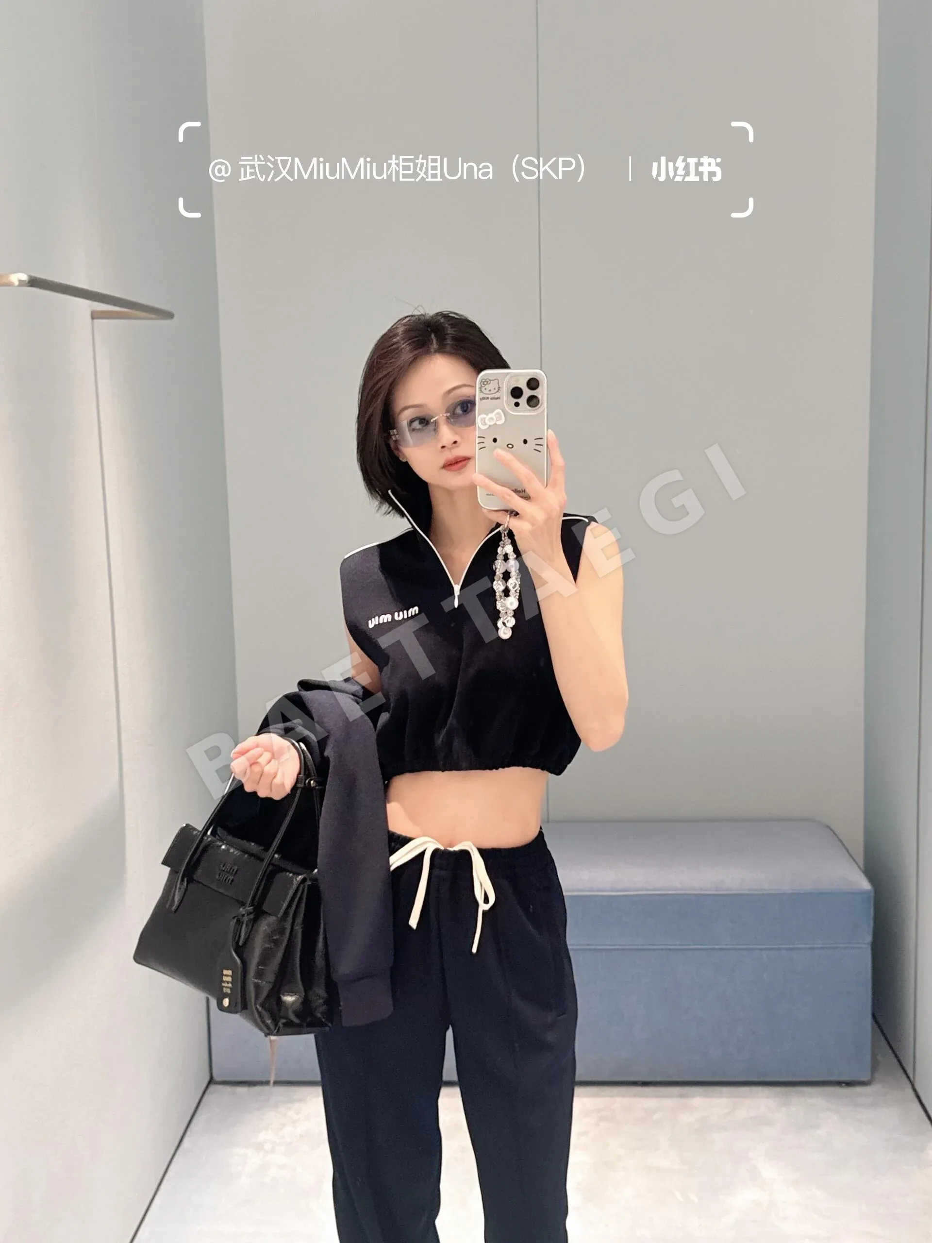 미우미우 하프 집업 하이넥 반팔 스웨트셔츠 세트 상세 이미지 7