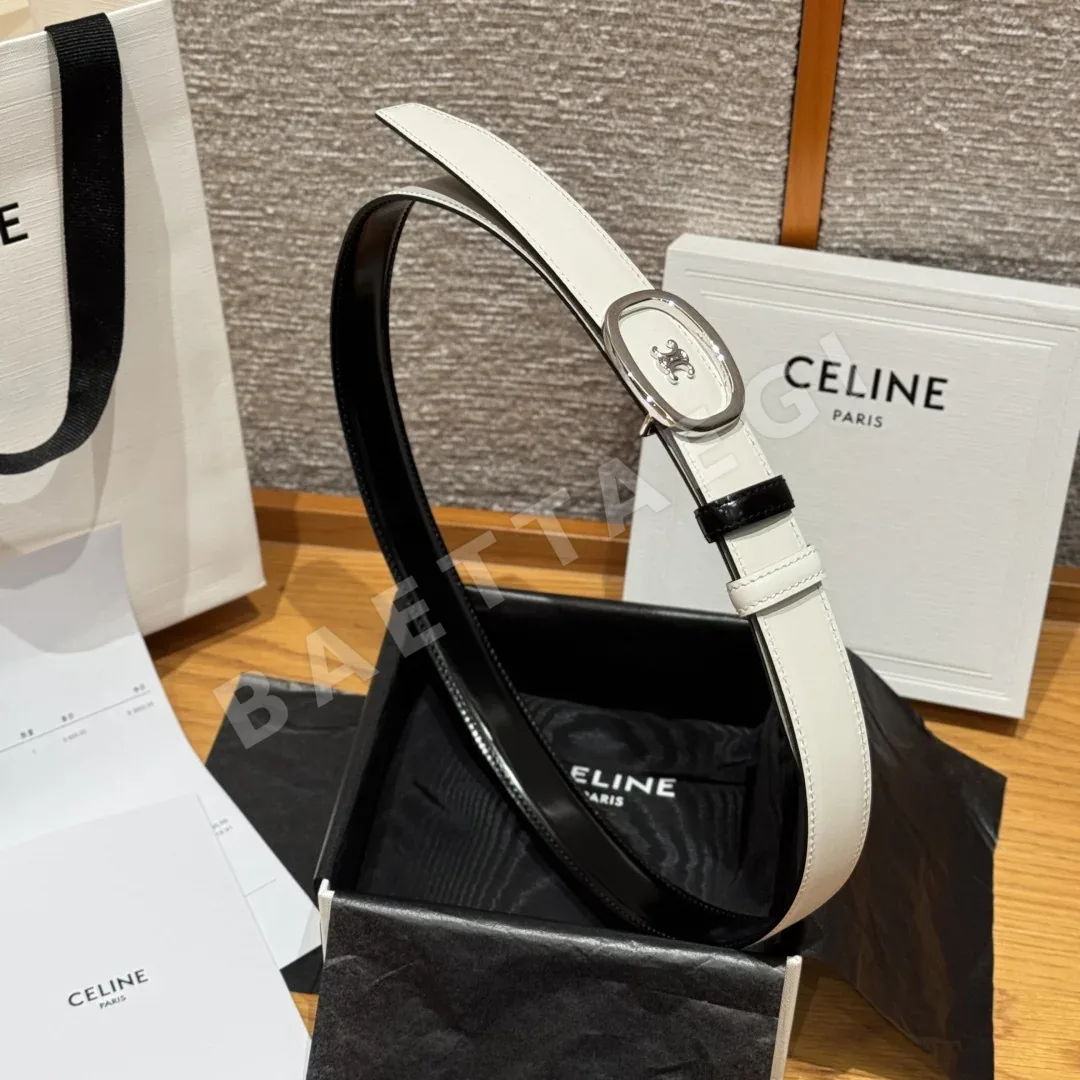 셀린느 ALIX 미디엄 25mm 리버시블 소가죽 벨트 상세 이미지 5