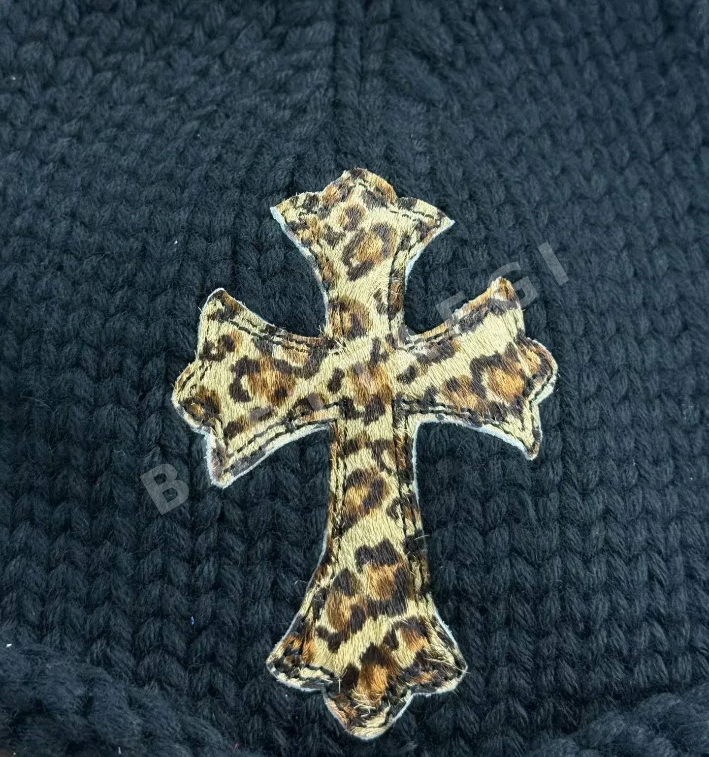 크롬하츠 블랙 레오파드 가죽 비니 상세 이미지 2