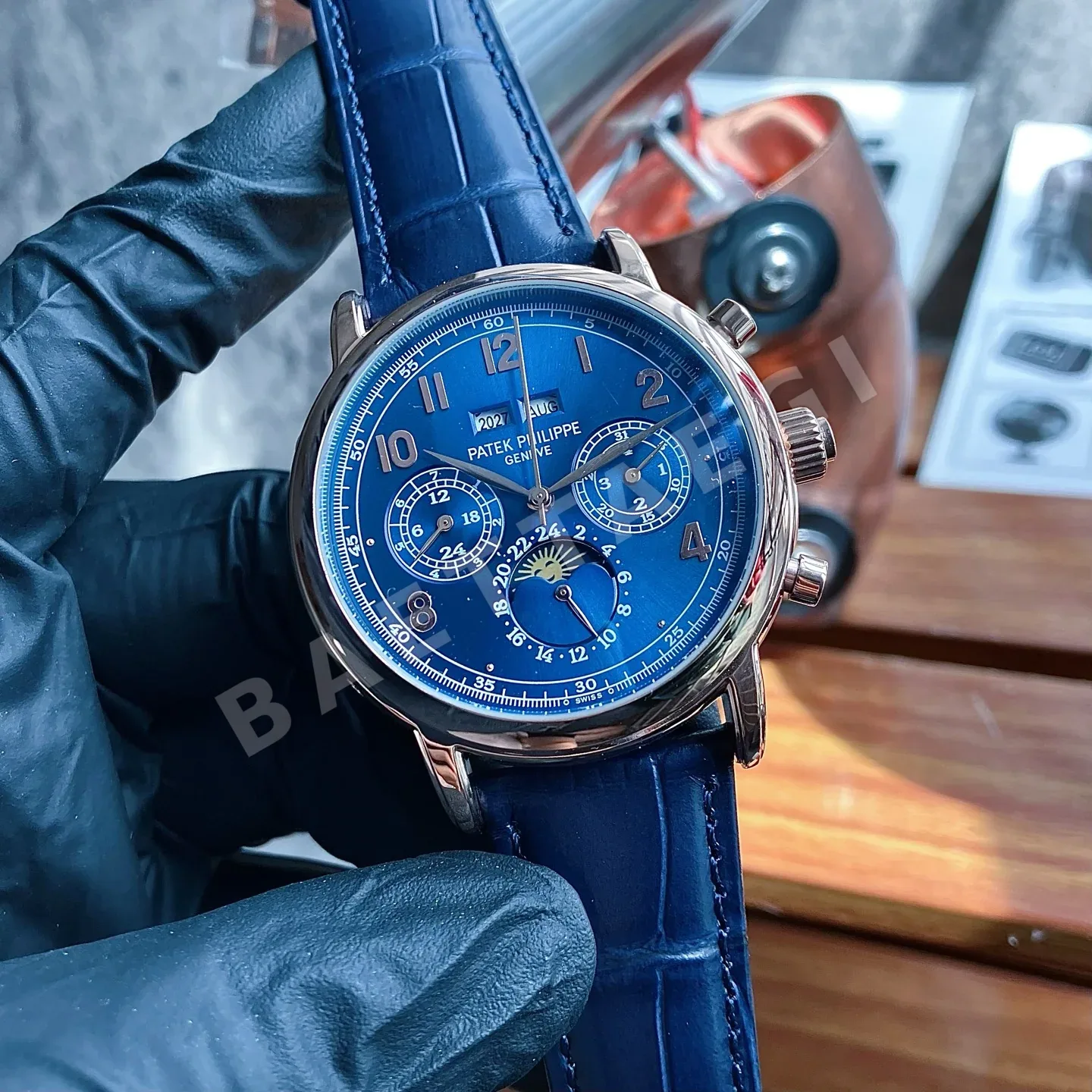 파텍필립 투르비용 드래곤 다이얼 자동 레더스트랩 스틸 레플리카 44145 Patek Philippe 상세 이미지 4
