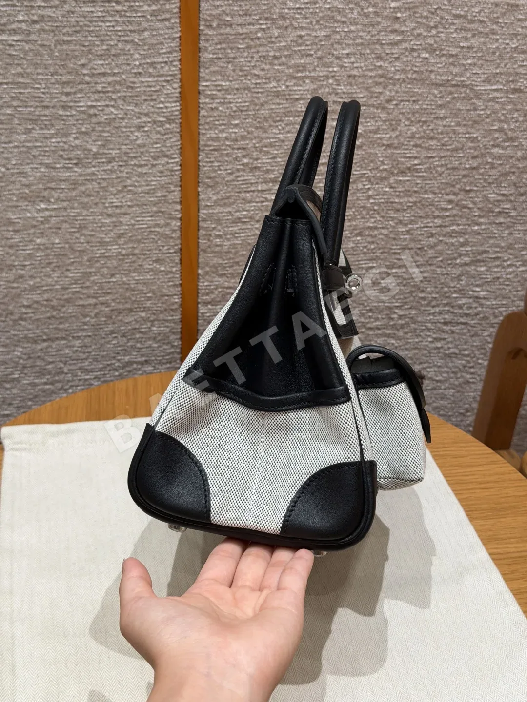 에르메스 버킨 캔버스 가방 25 판다 상세 이미지 4