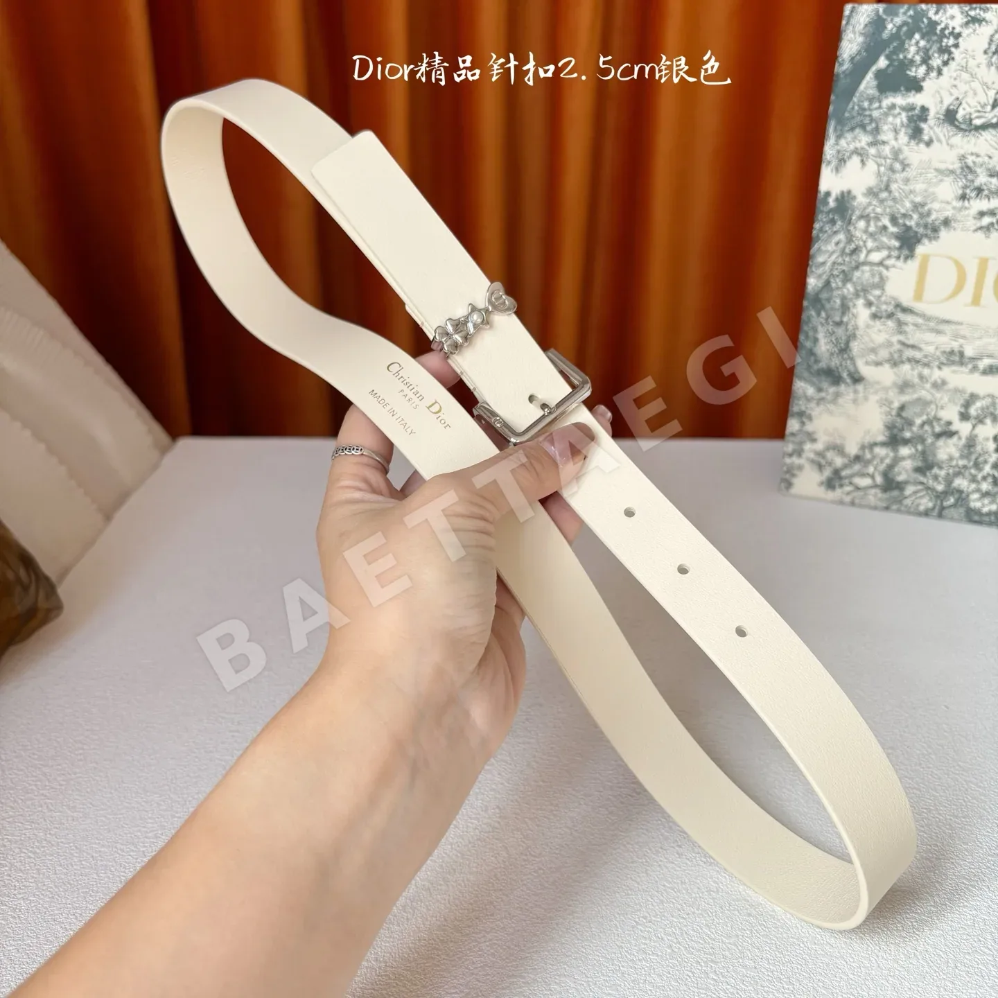디올 블랙 카프스킨 CD 버클 벨트 상세 이미지 6