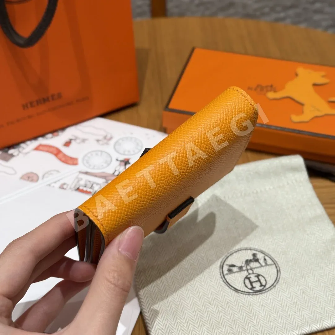에르메스 베안 카드홀더 미니 앱송 가죽 골드 카드홀더 지갑 상세 이미지 6