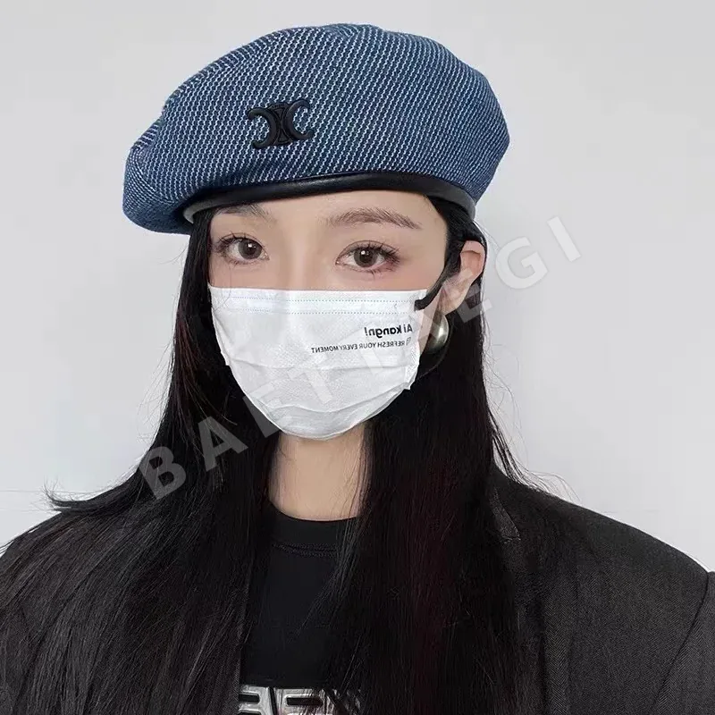 셀린느 데님 가죽 라벨 베레모 83413