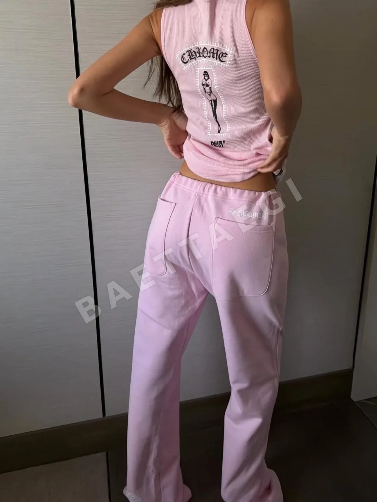 크롬하츠 핑크 비키니 스타일 반팔 베스트 상세 이미지 5