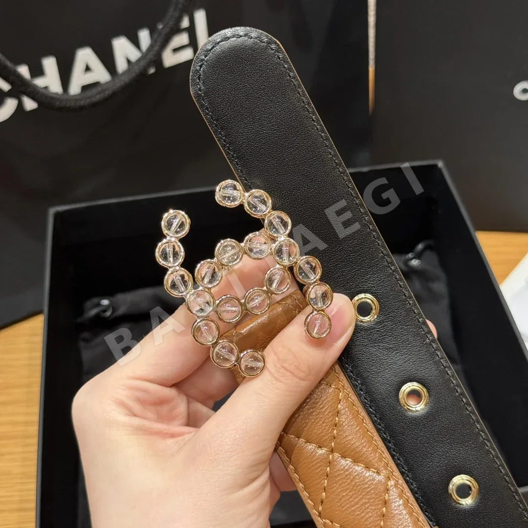 샤넬 더블 C 메탈 로고 램스킨 벨트 상세 이미지 5