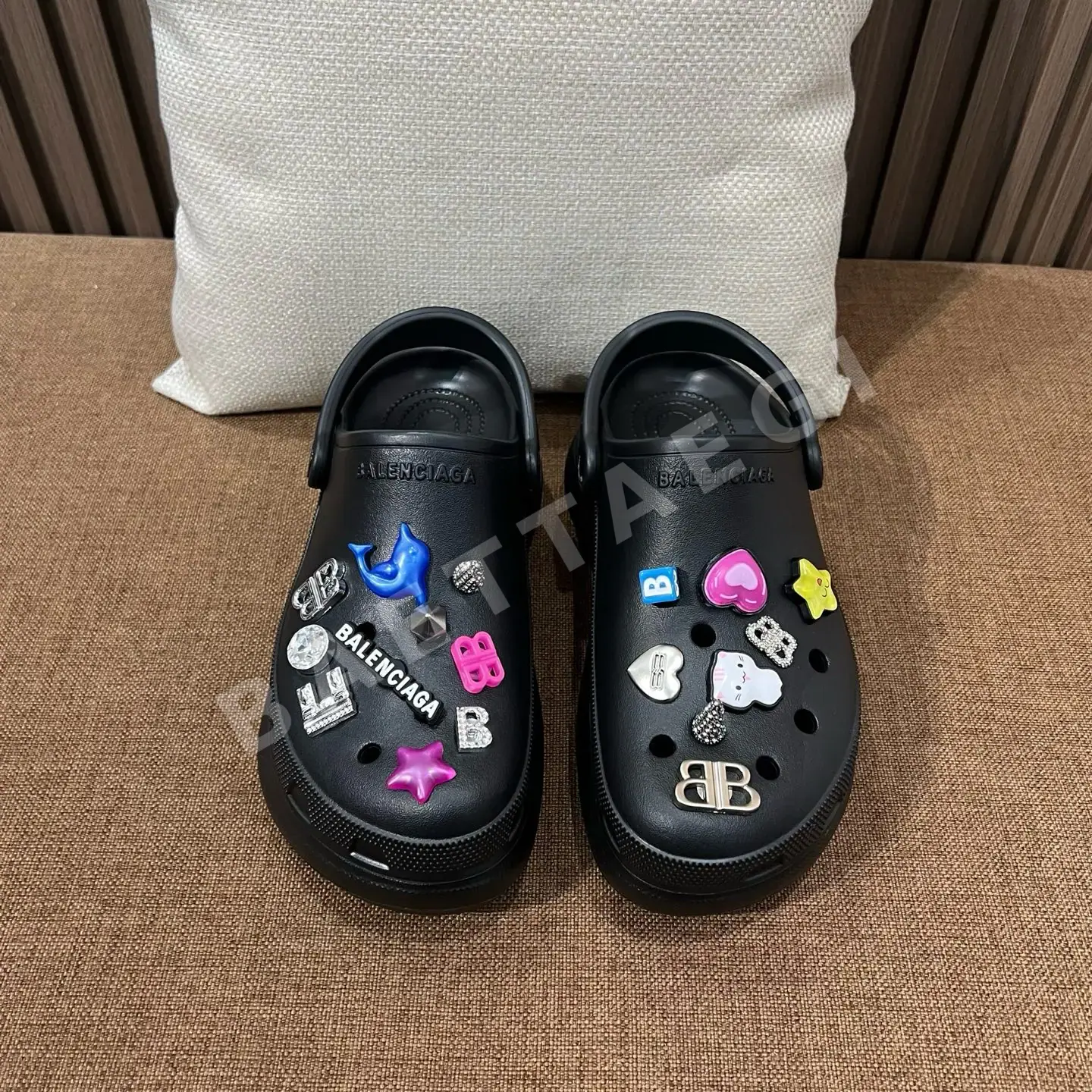 발렌시아가 샌들 여성 블랙 DIY 메탈 액세서리 187629