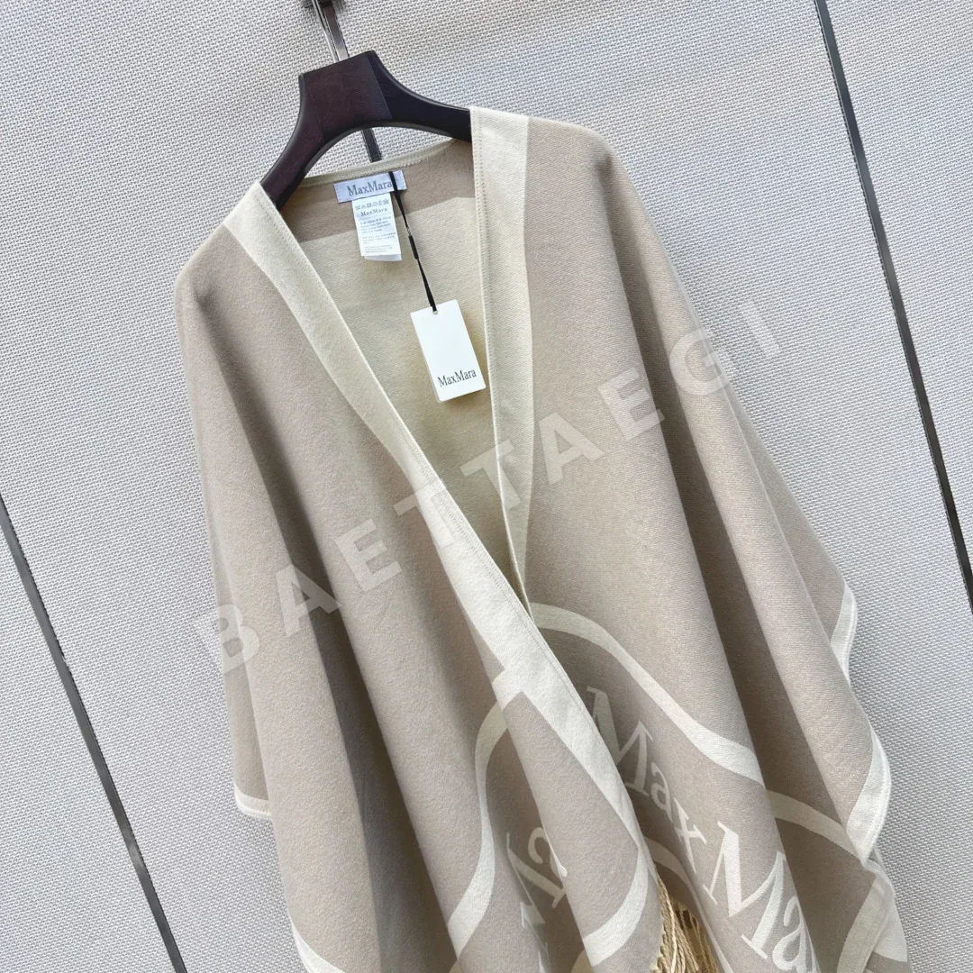 막스마라 자카드 울 케이프 숄 코트 상세 이미지 3
