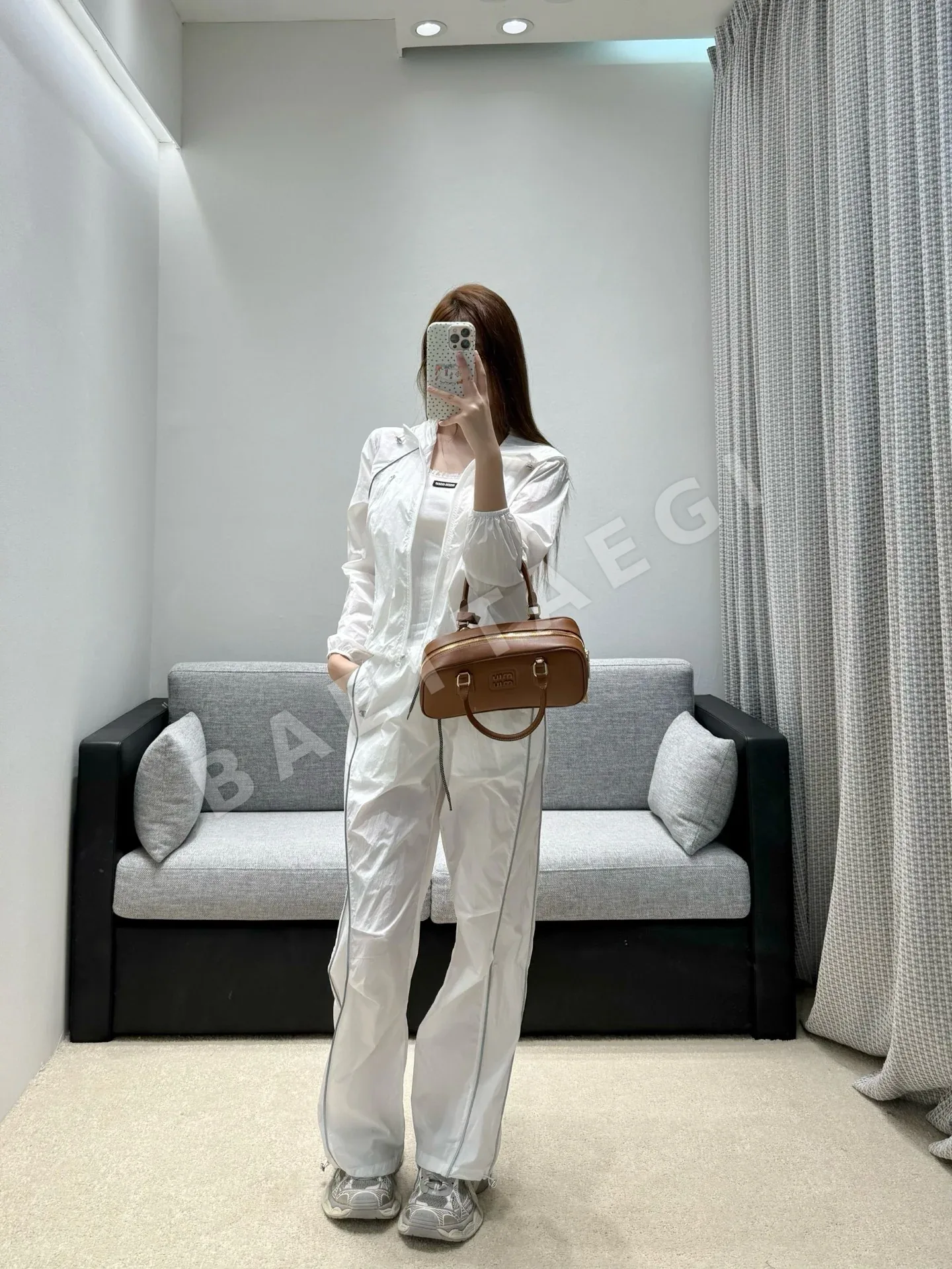 샤넬 여성 크롭 후드 재킷 와이드 팬츠 세트 상세 이미지 4
