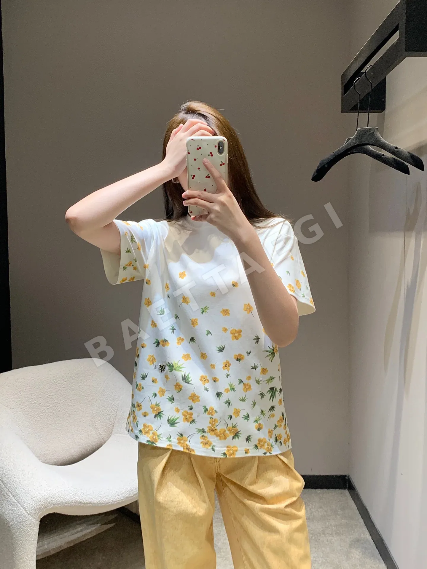 디올 꽃무늬 크루넥 반팔 티셔츠 상세 이미지 3