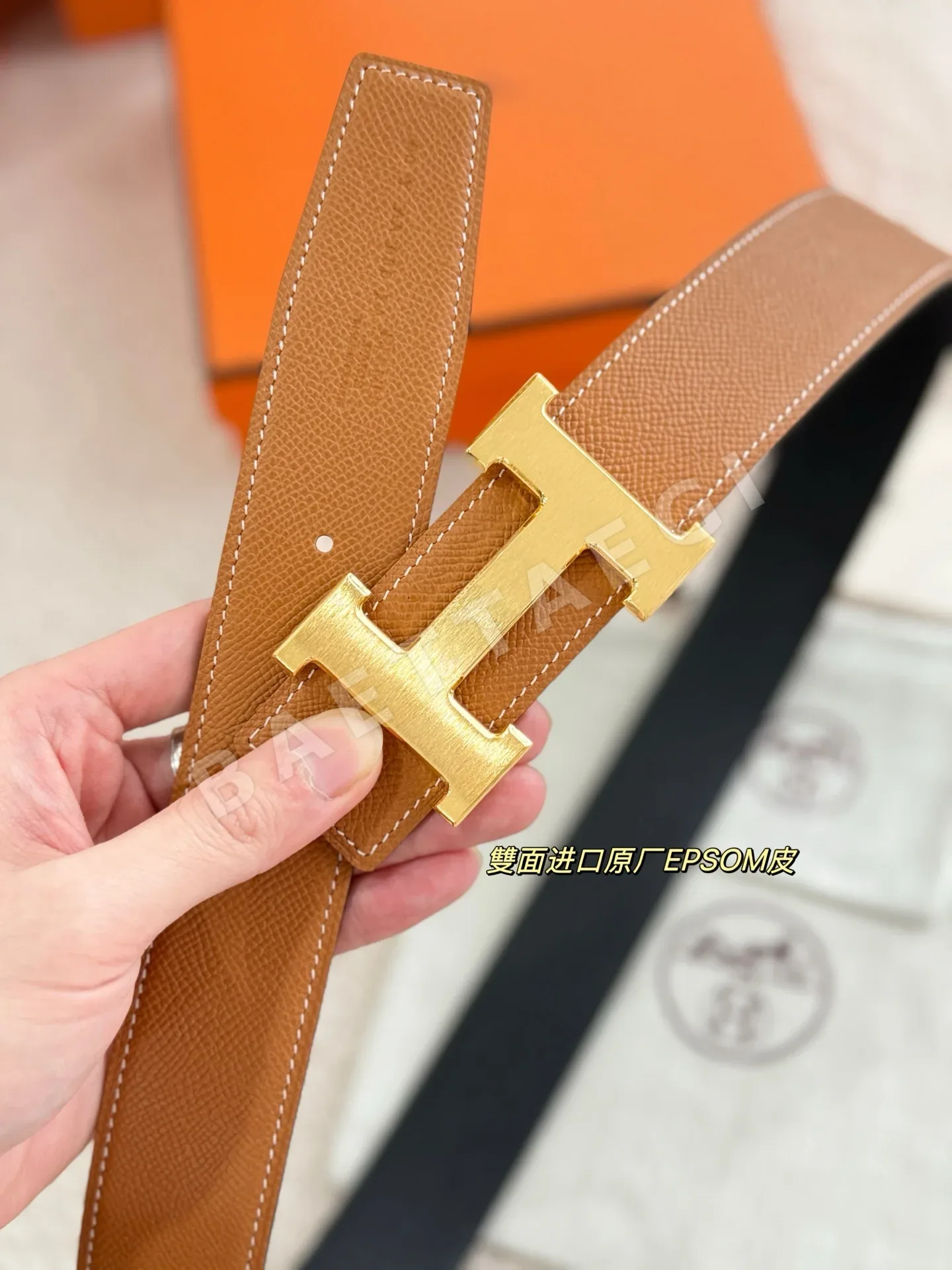 에르메스 샌드블라스트 가죽 남성용 벨트 상세 이미지 7