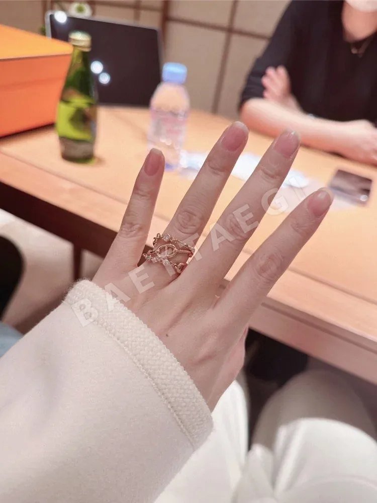 에르메스 3층 피그노즈 골드 도금 스털링 실버 반지 상세 이미지 8