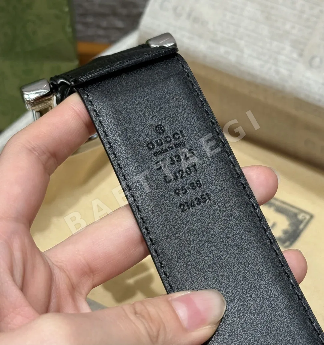 구찌 은색 핀버클 블랙 가죽 벨트 상세 이미지 7