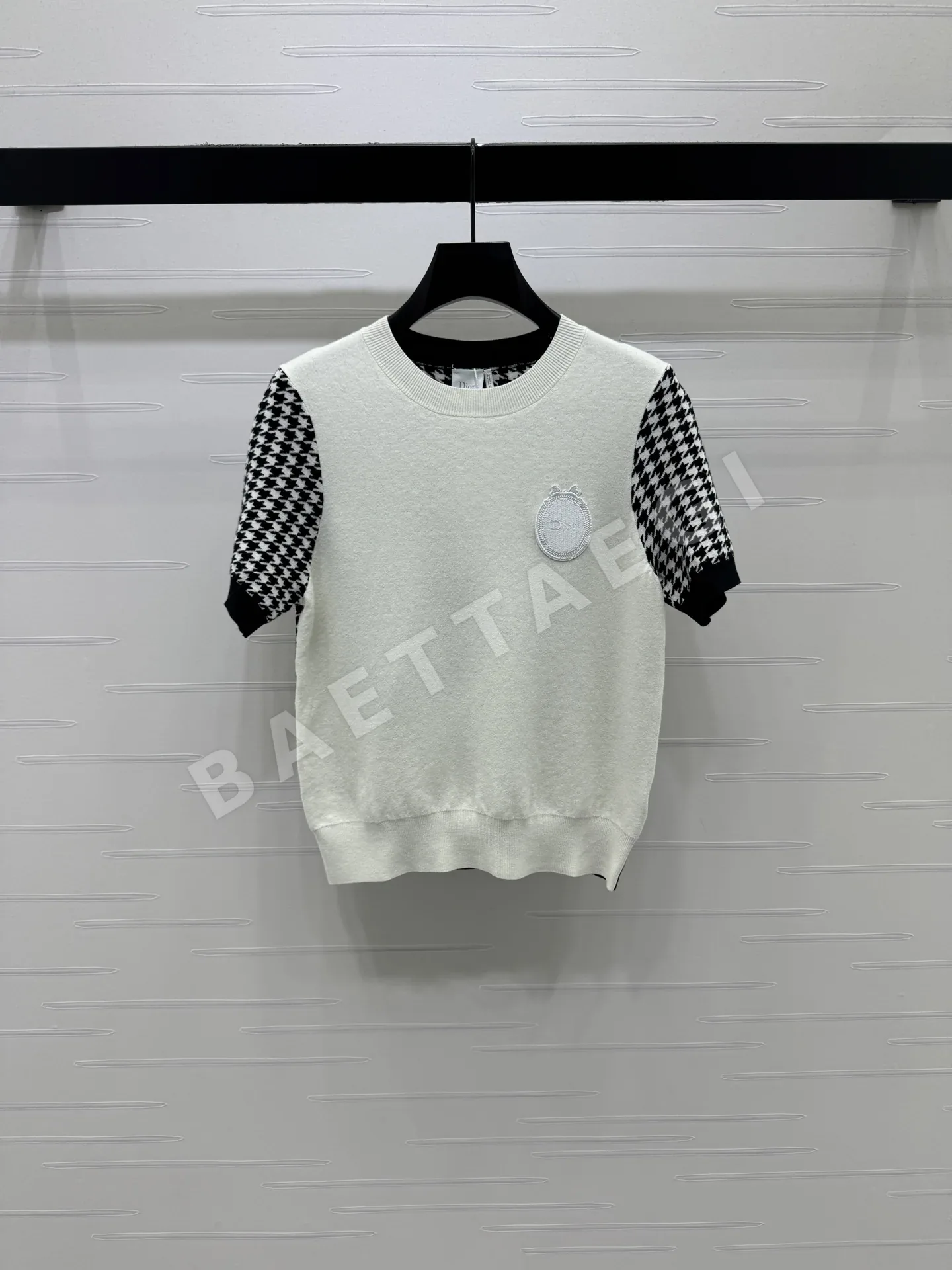 디올 치도리 체크 니트 반팔 탑 상세 이미지 2
