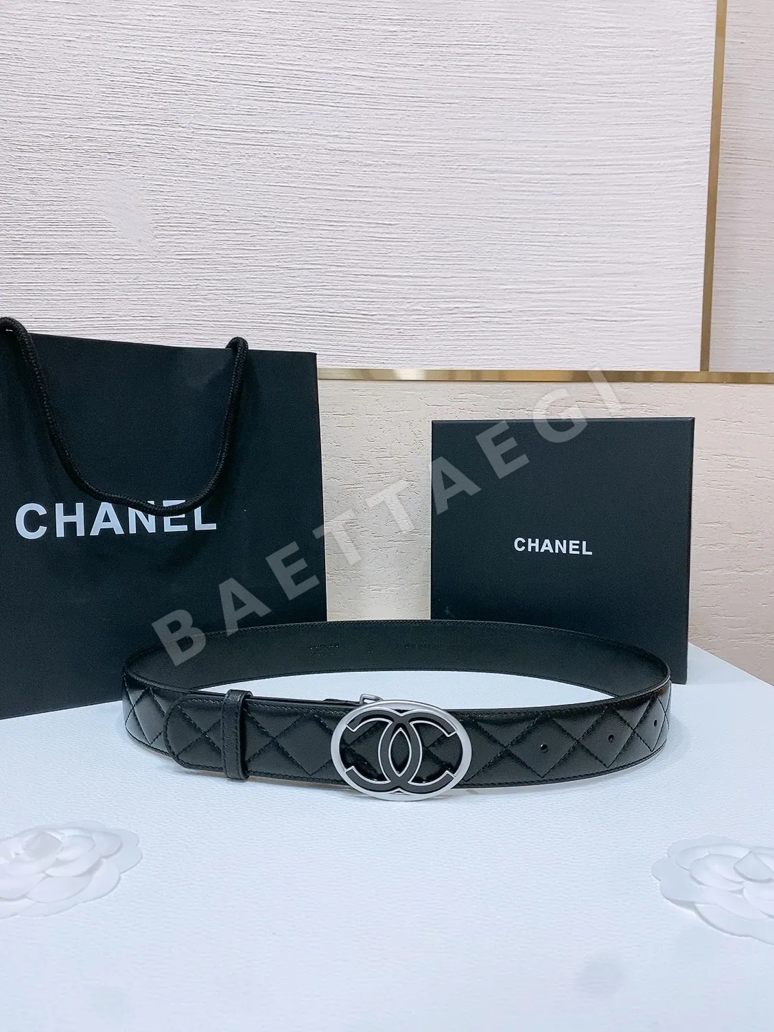 샤넬 램스킨 다이아몬드 퀼팅 벨트 58544