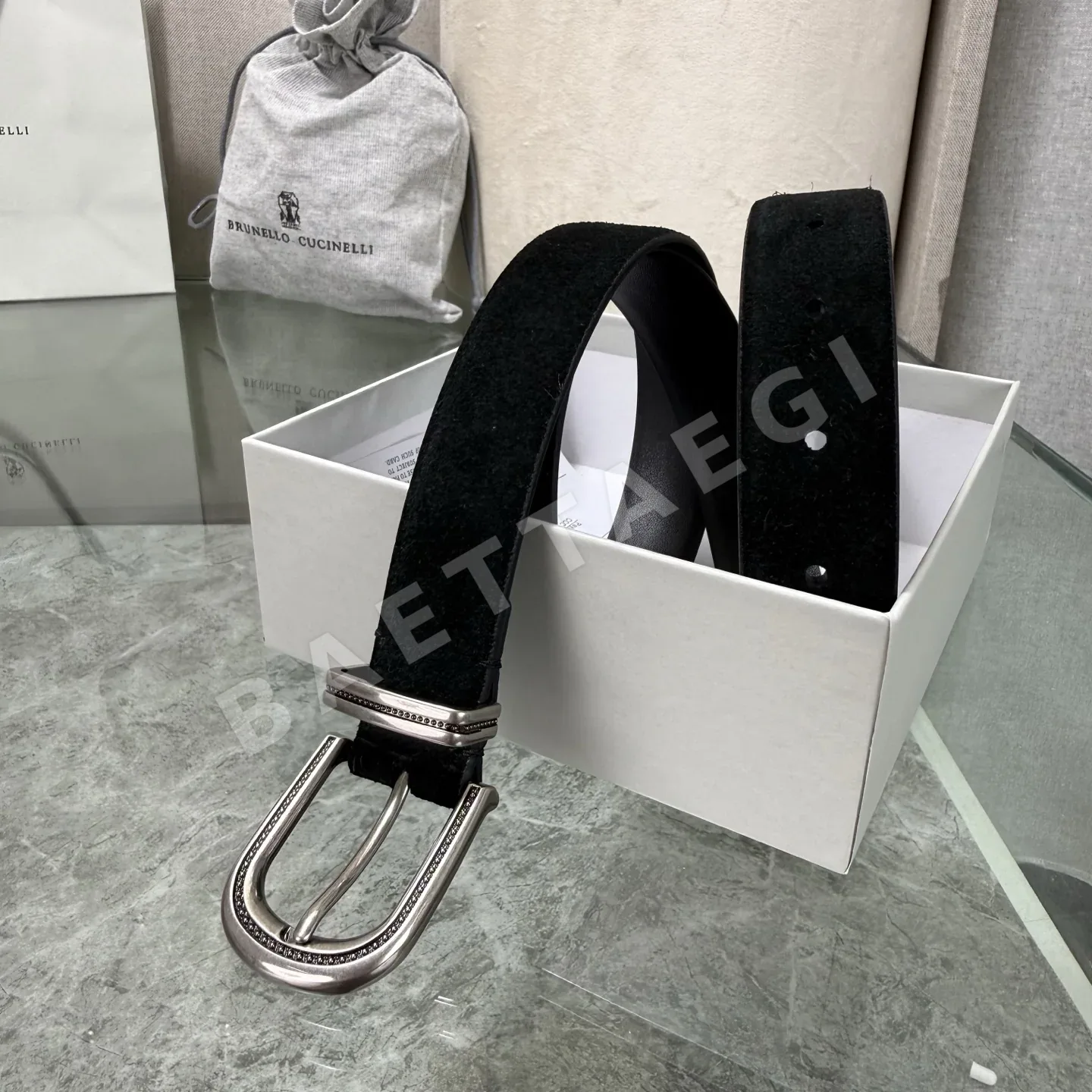 브루넬로쿠치넬리 3.0 와이드 양면 가죽 벨트 상세 이미지 4