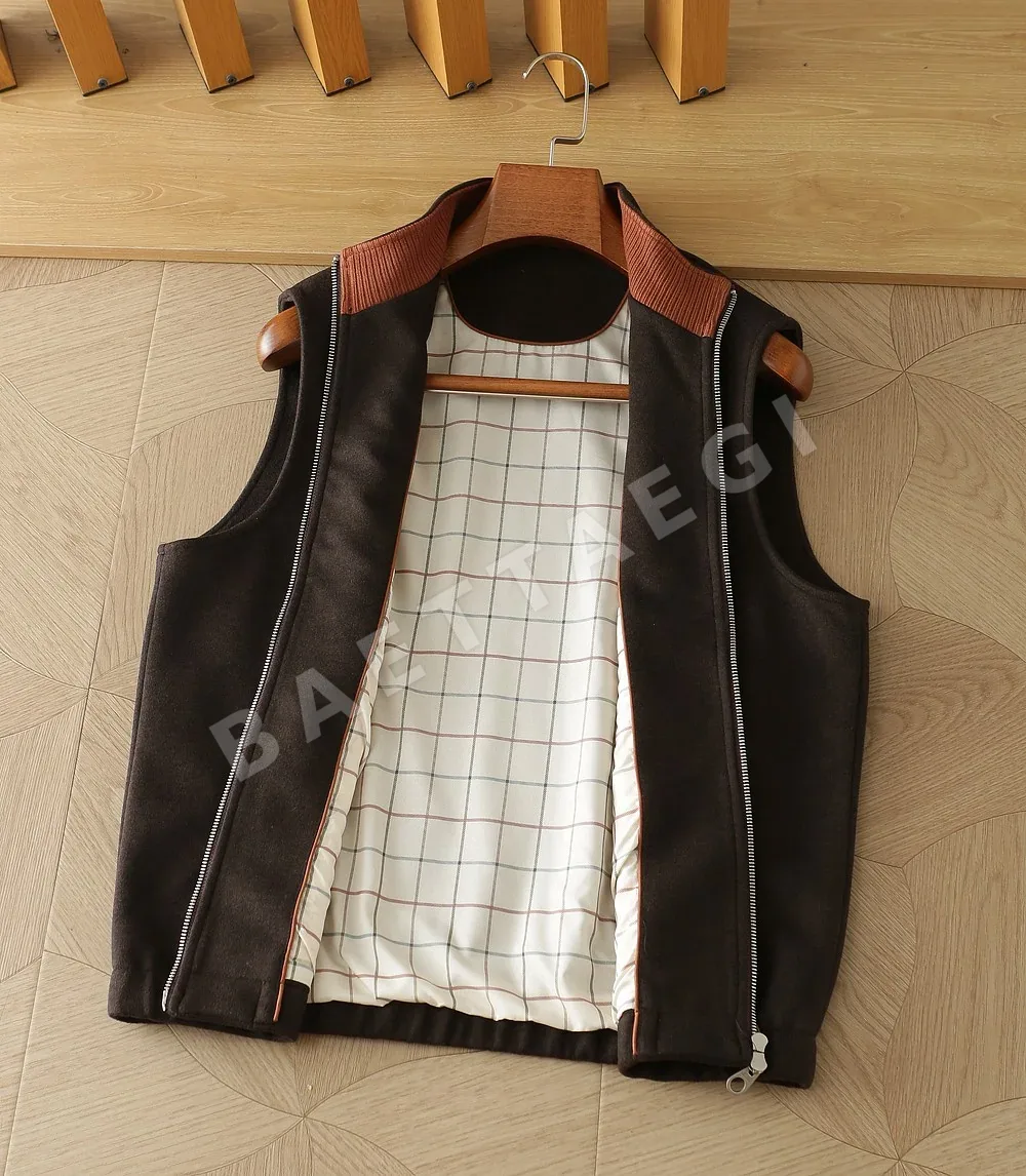 로로피아나 스탠드 카라 면 조끼 상세 이미지 7