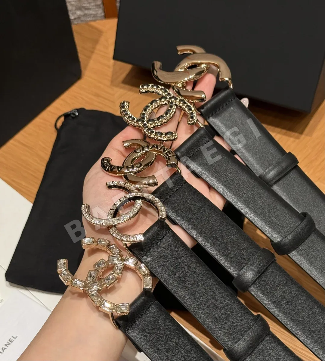 샤넬 더블 C 로고 소가죽 벨트 상세 이미지 4