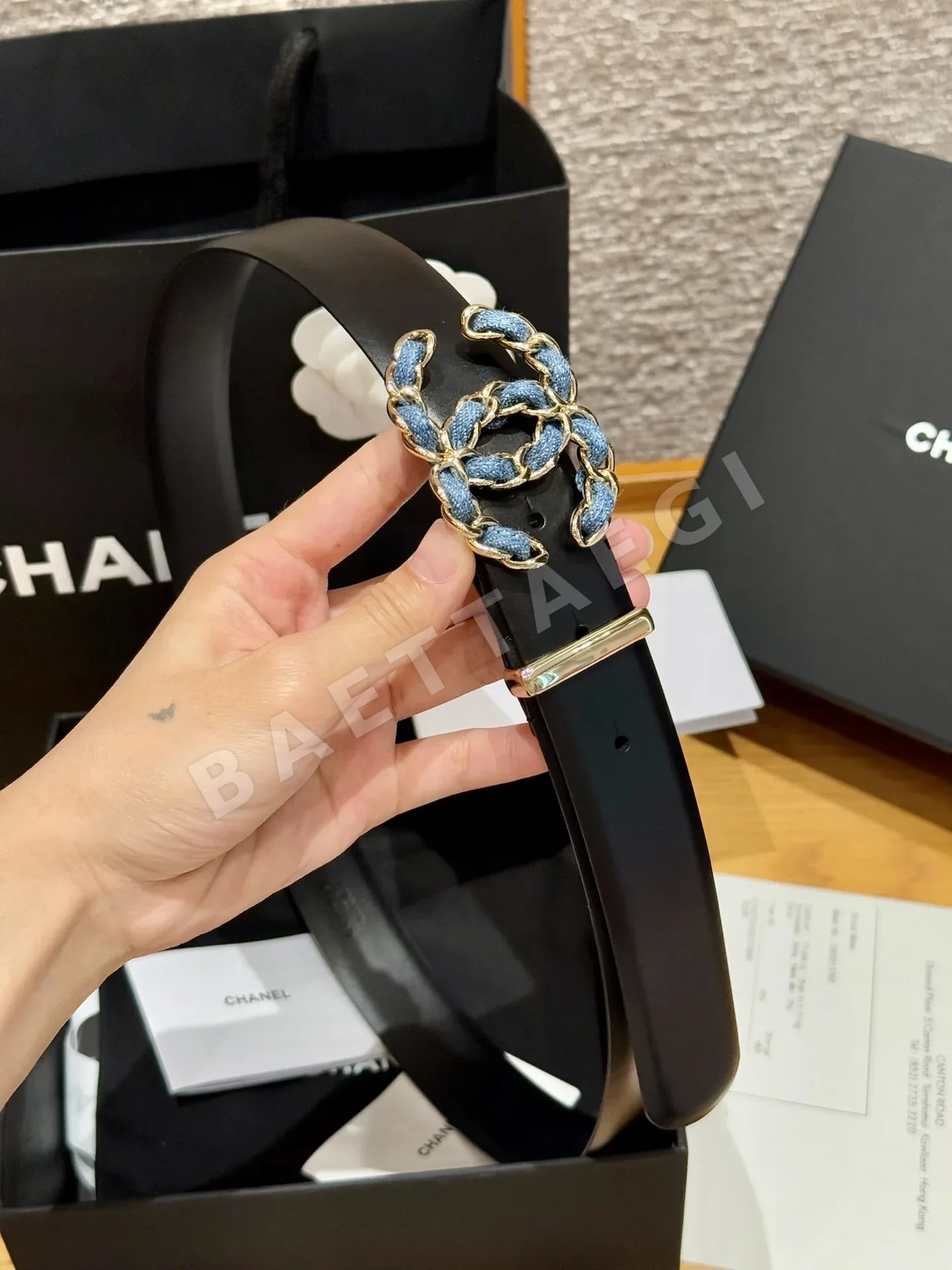 샤넬 더블 C 버클 카프스킨 벨트 상세 이미지 1